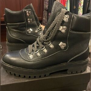 Women’s black leather hiker boots